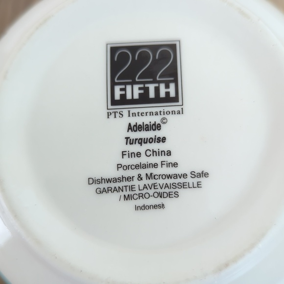 222 Fifth Adelaide Porcelain Turquoise Cereal Bowls (2) - Picture 8 of 10